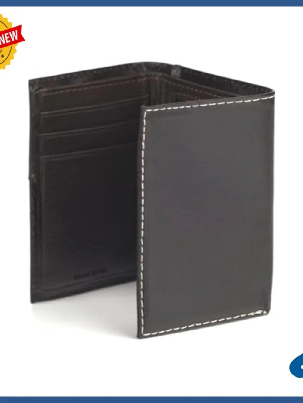 Men's Genuine Leather Trifold Wallet with Western Cross Design
